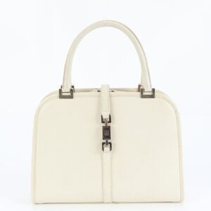 Gucci Jackie 002-1071 Leather Handbag Tote Silver Hardware Women's RUE Dd34-6